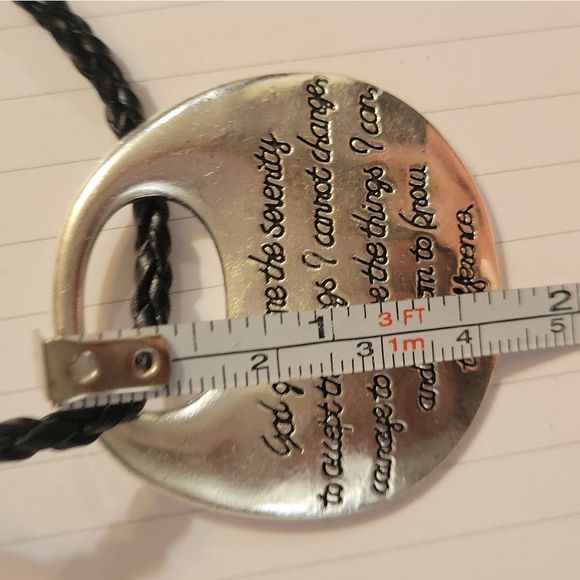 SERENITY PRAYER Handmade necklace 18" leather w 2" extension. LARGE - Picture 6 of 6